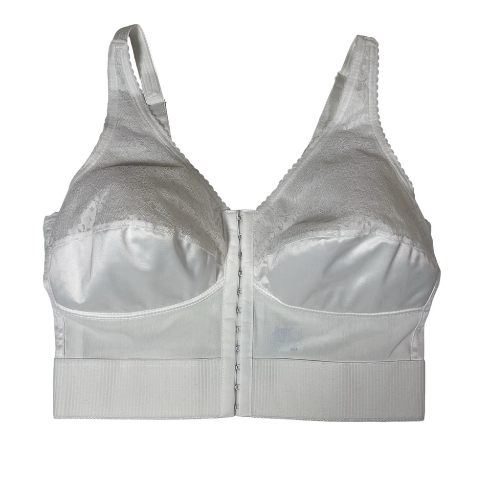 Jodee Surgical 1805 White Lace Longline Post Mastectomy Front Hook Bra 36D USA